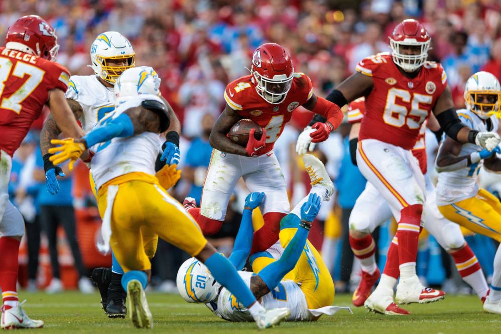 Jogadores do Kancas Chiefs durante uma partida da NFL